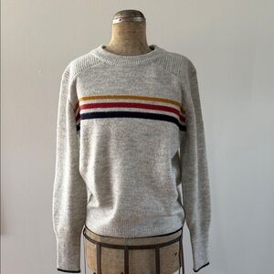 Cupcake & Cashmere Women’s Sweater Gray with multicolor Center Stripe Size S